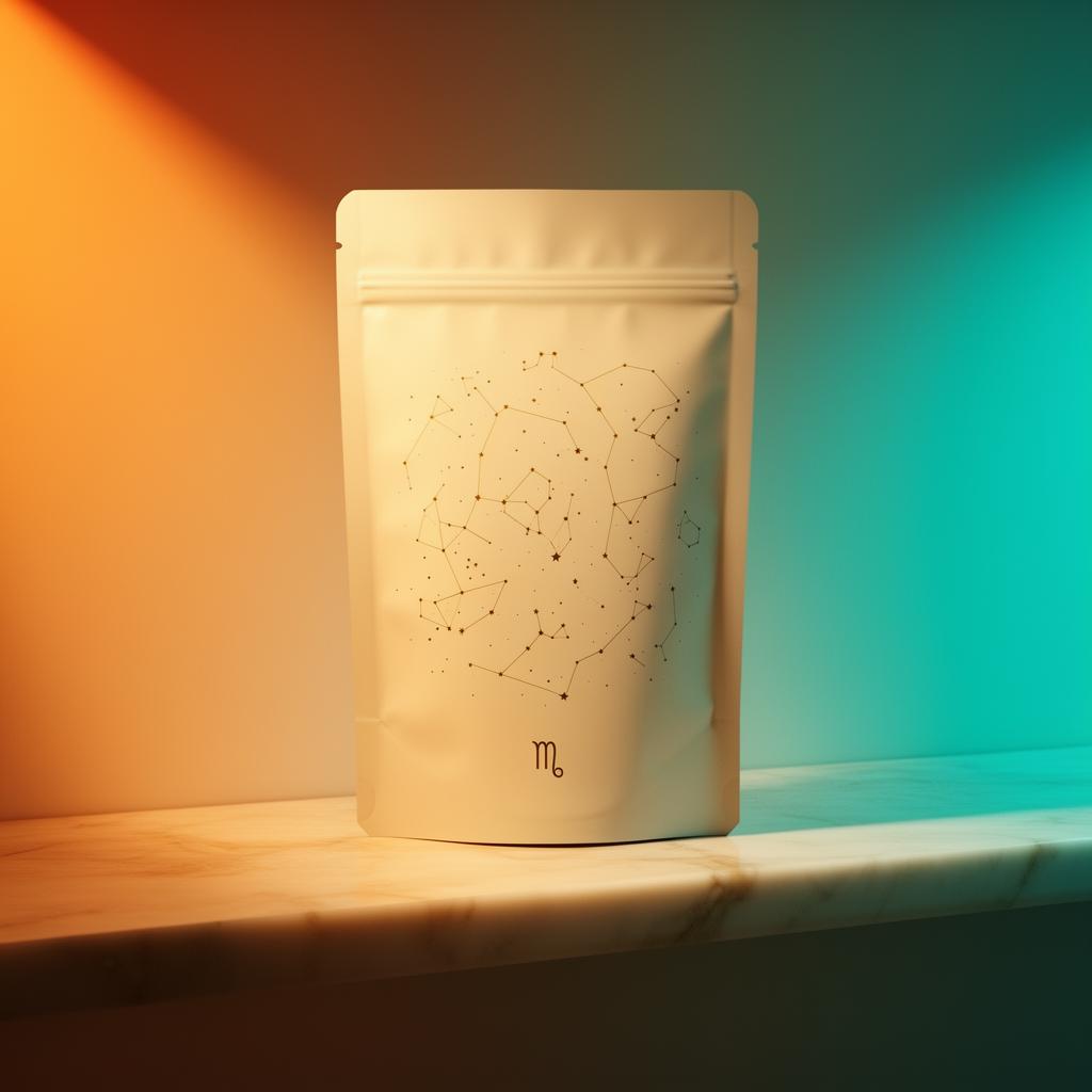 Guht pouch with celestial line art